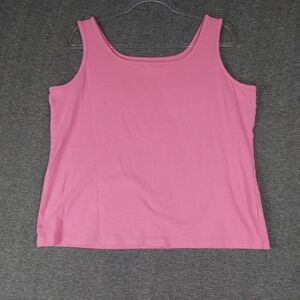 FALLS CREEK WOMENS BUBBLE GUM PINK WIDE STRAP 100% COTTON TANK TOP SIZE XL